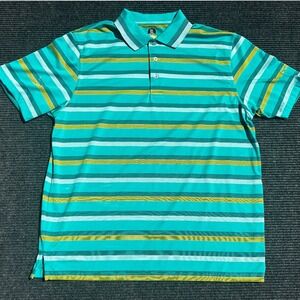 PGA TOUR Pro Series Athletic Fit Striped‎ Golf Polo Shirt XL